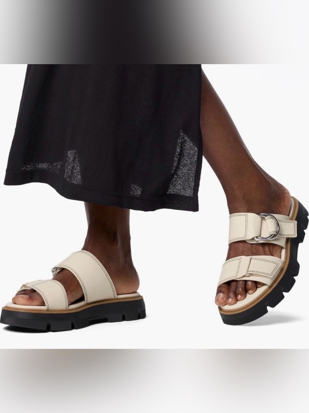 SOREL Rein CB Slide Platform- Sandals - Grain Leather. Size 9.5
